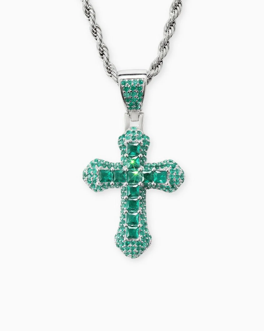 EMERALD CROSS PENDANT. - 925