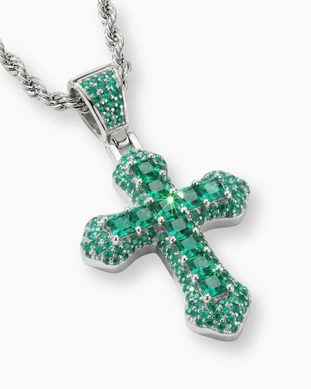 EMERALD CROSS PENDANT. - 925 - Image 2