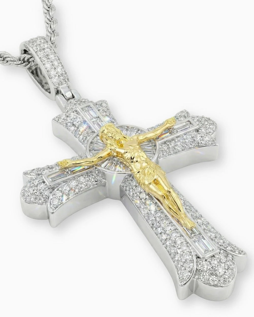 MOISSANITE BAGUETTE CROSS PENDANT. - Image 3