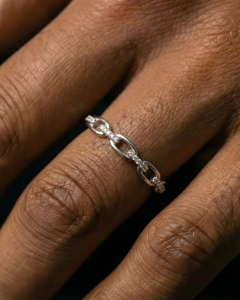 MOISSANITE ICED CHAIN RING. - Image 3
