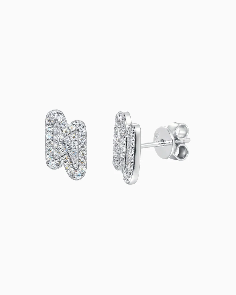 MOISSANITE LIGHTNING STUDS.